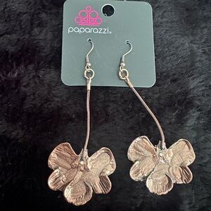 Paparazzi Brown Floral Earrings with Textured Design